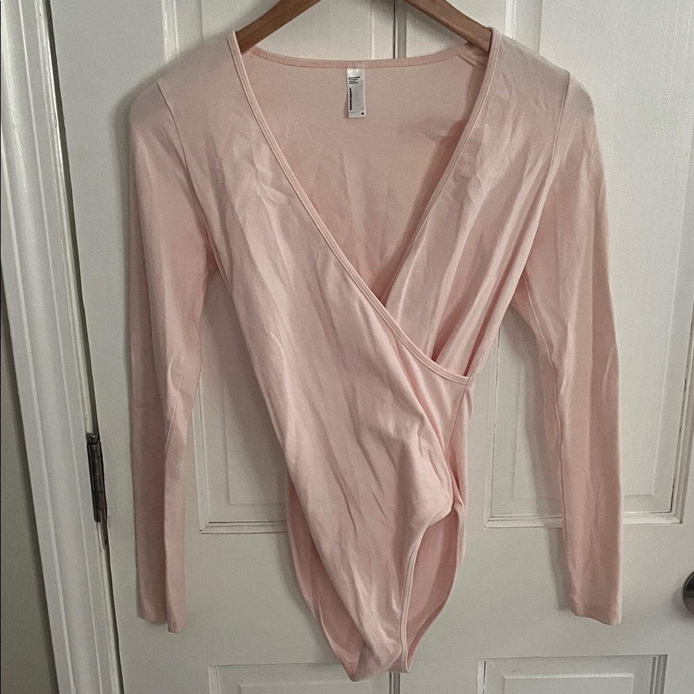Vintage American Apparel Pink Wrap Bodysuit Size Medium